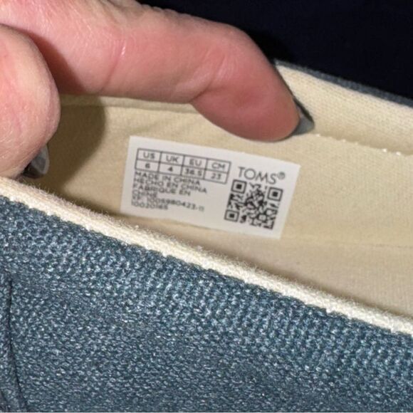 Tom’s Wear Good Dark Indigo Washed Canvas Alpargata Fenix Platform Slip Ons sz 6 - Picture 7 of 7